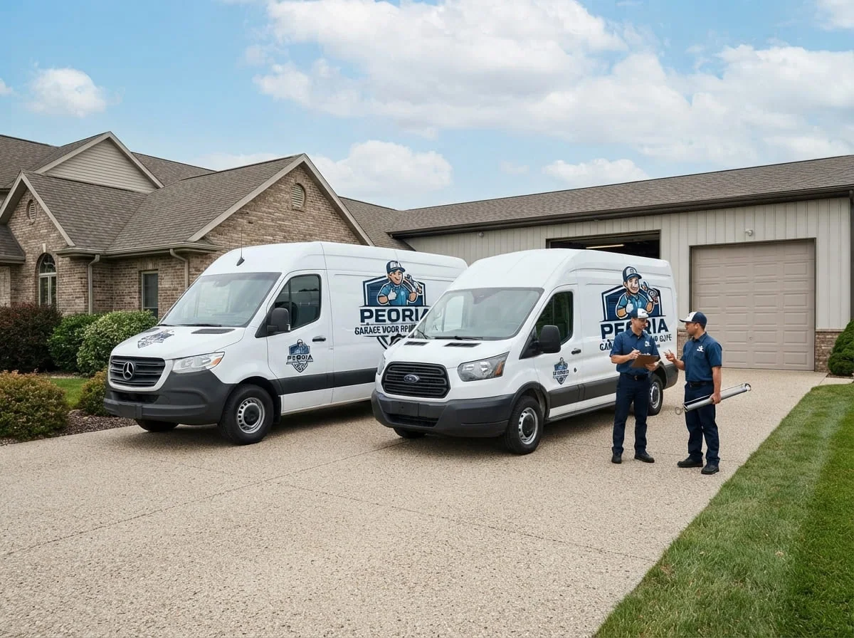 Garage door opener installation on a newer-construction home in Washington, Illinois