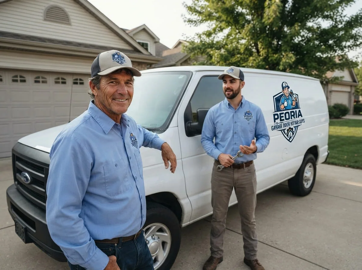 Garage Door Repair in Chillicothe, Illinois Technician arriving for garage door repair in Chillicothe, IL along the Illinois River